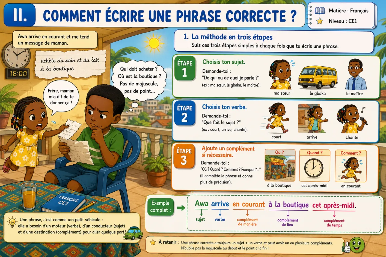 Écrire une phrase correcte — illustration