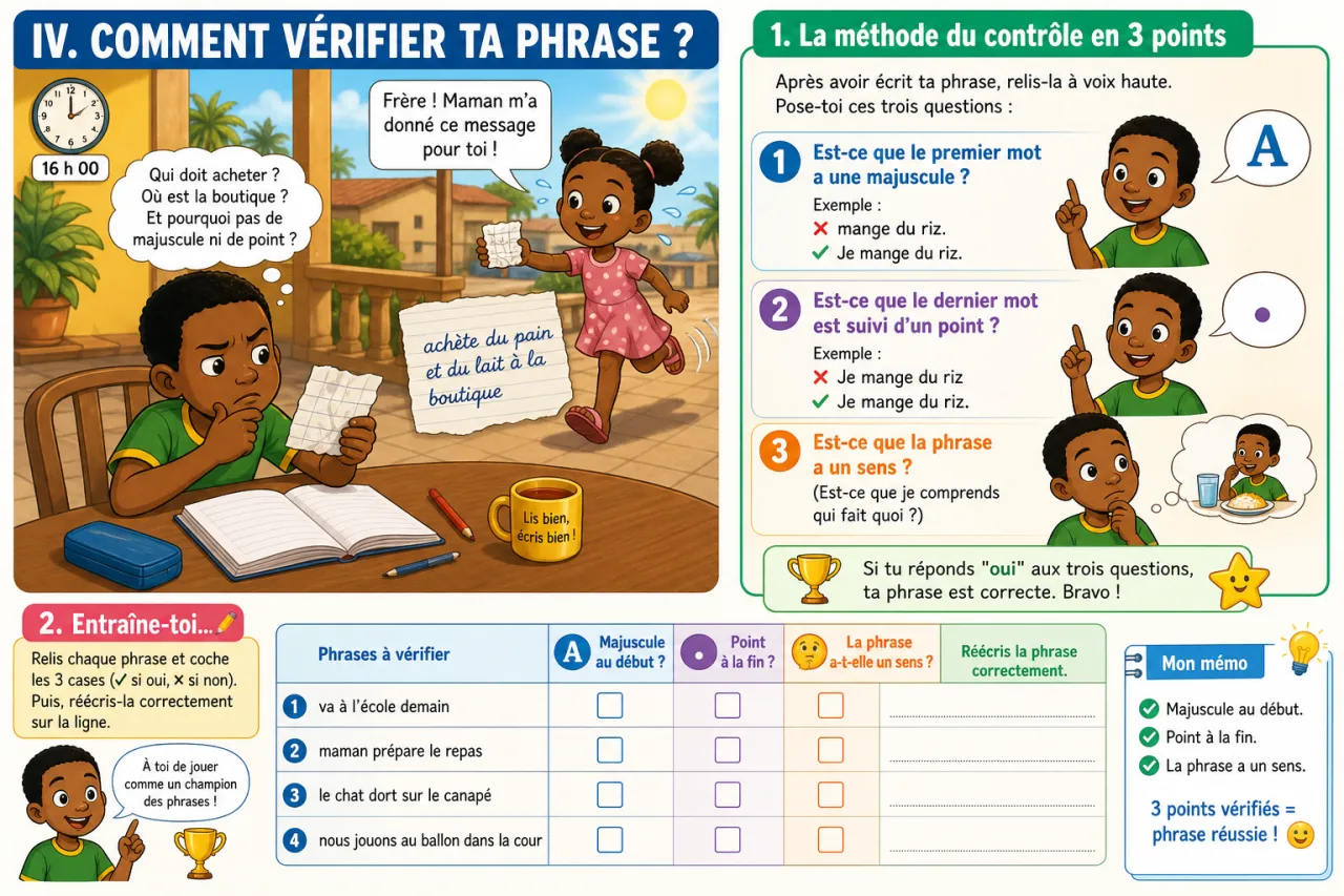 Écrire une phrase correcte — illustration