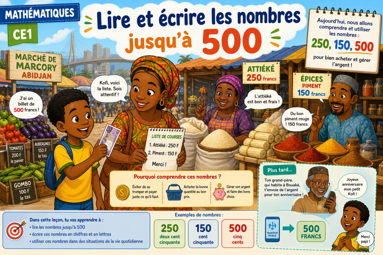 Lire et écrire les nombres jusqu'à 500