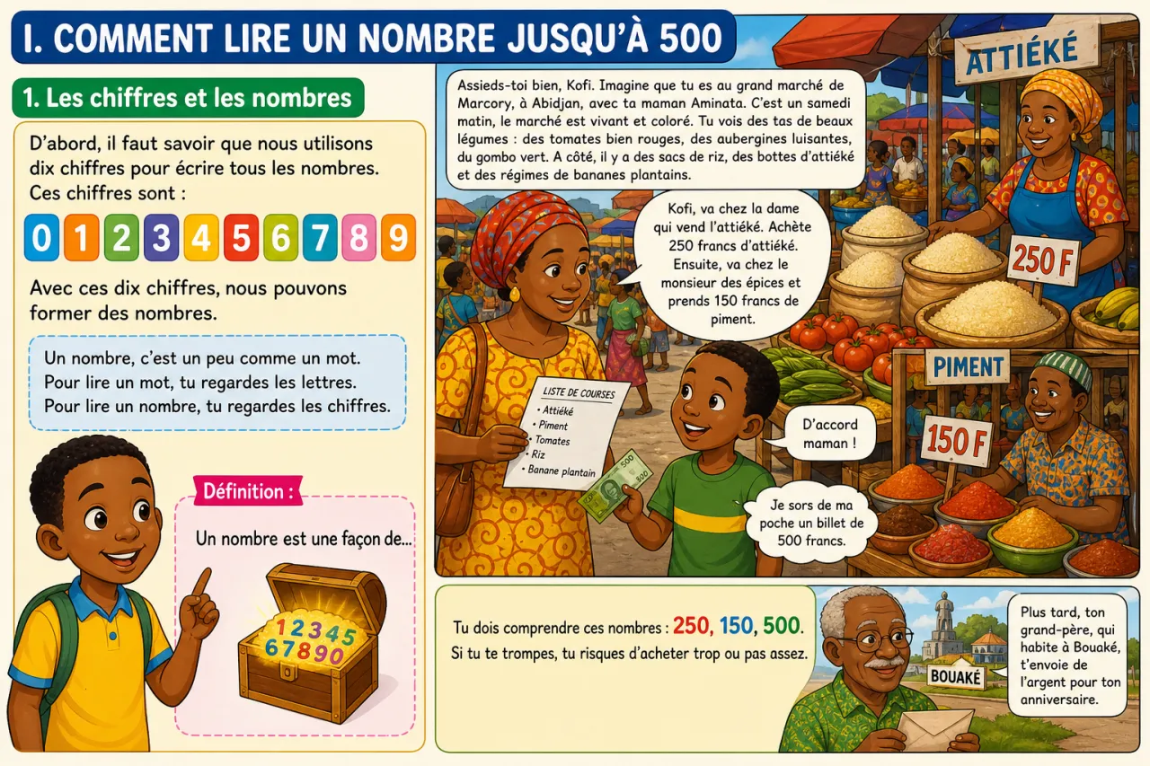 Lire et écrire les nombres jusqu'à 500 — illustration