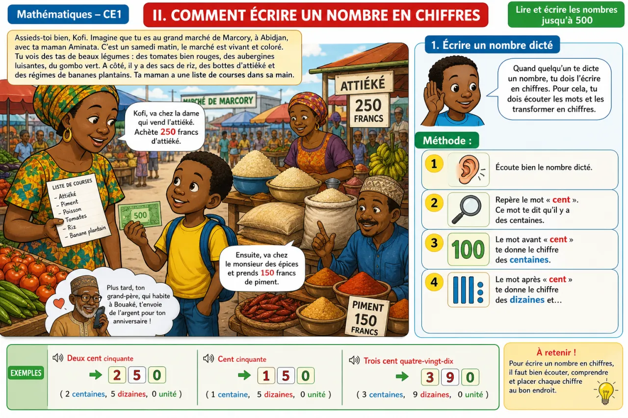 Lire et écrire les nombres jusqu'à 500 — illustration
