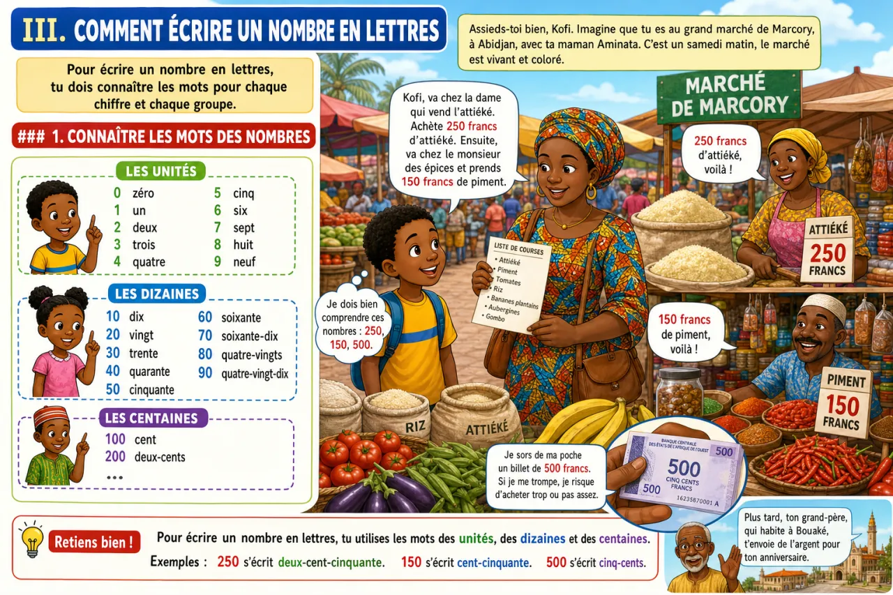 Lire et écrire les nombres jusqu'à 500 — illustration