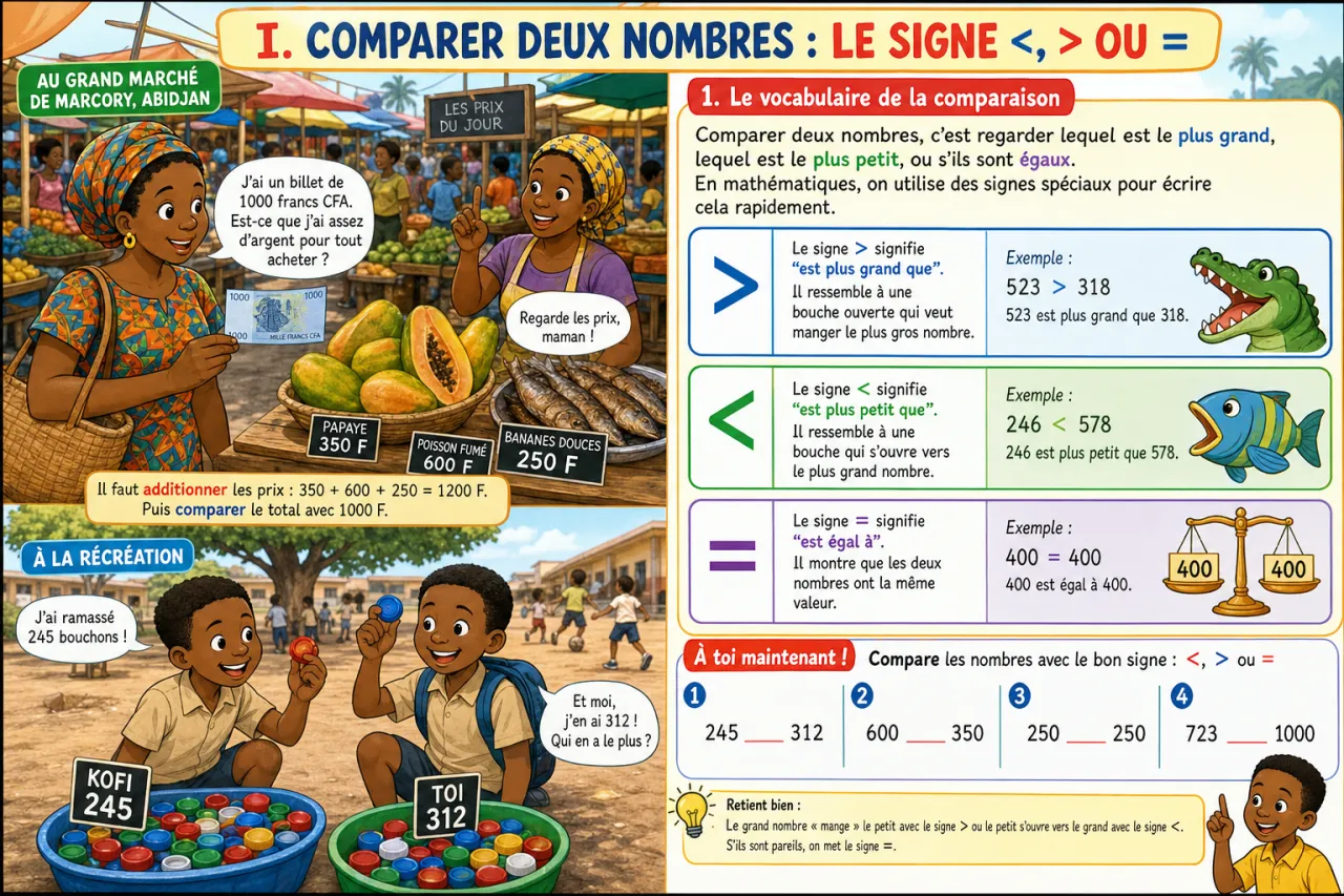 Comparer et ordonner les nombres jusqu'à 1000 — illustration