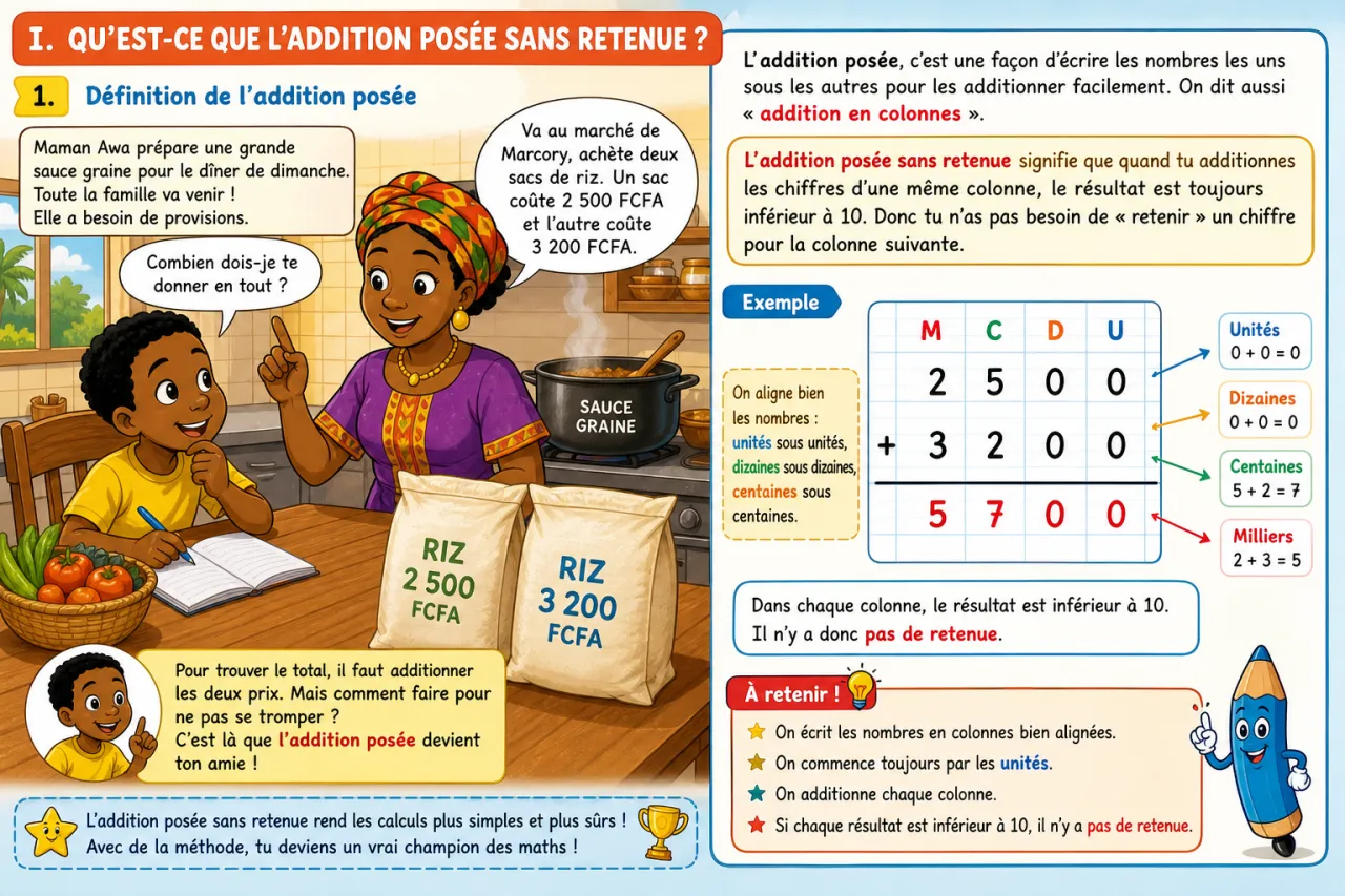 L'addition posée sans retenue — illustration