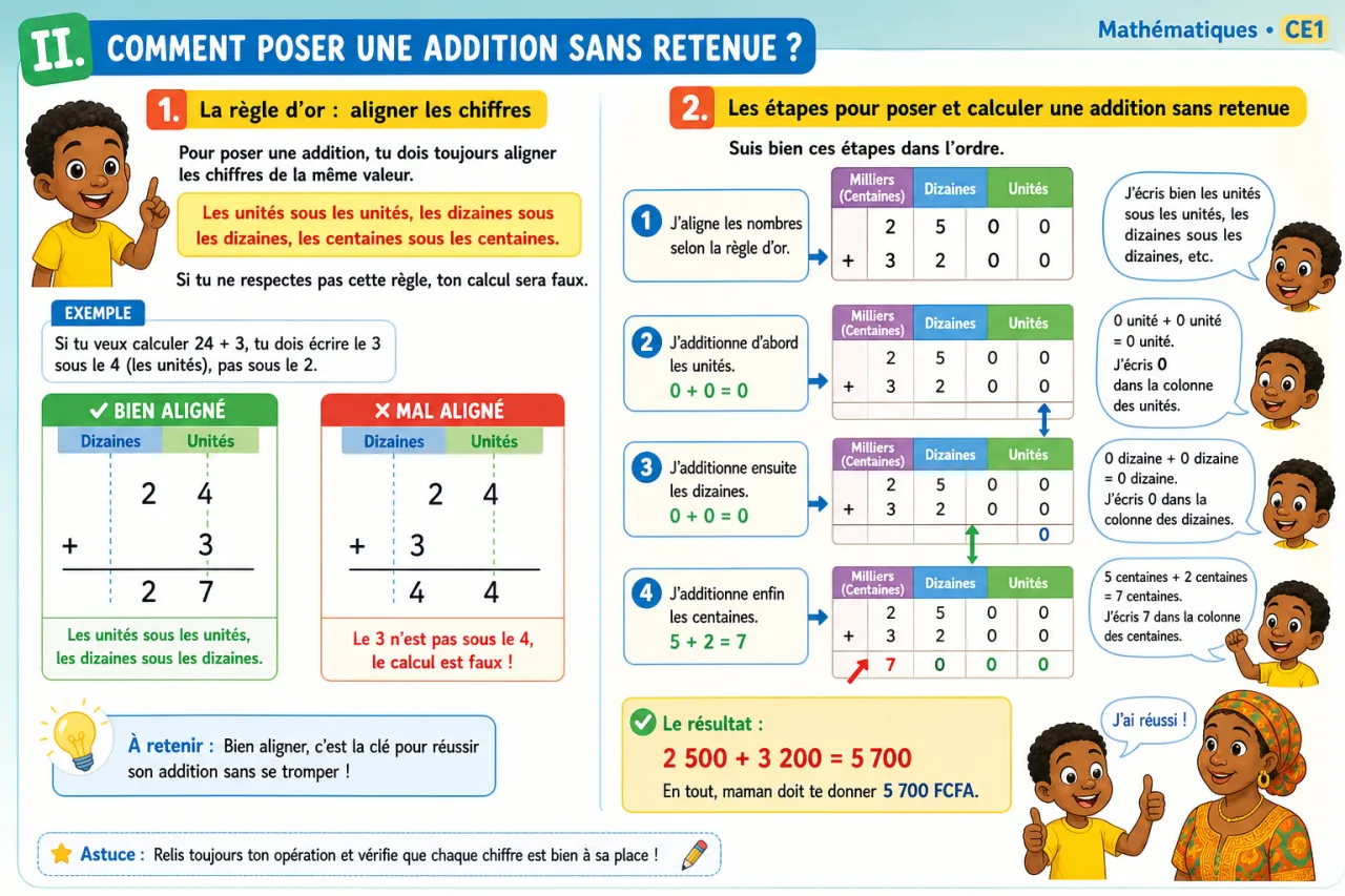 L'addition posée sans retenue — illustration