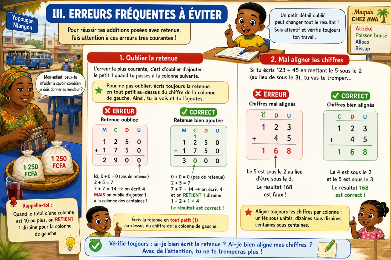 L'addition posée avec retenue — illustration