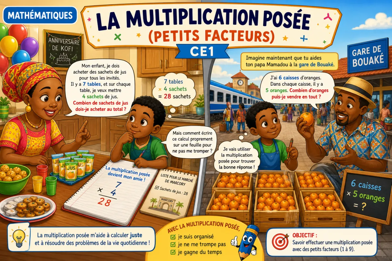 La multiplication posée (petits facteurs)