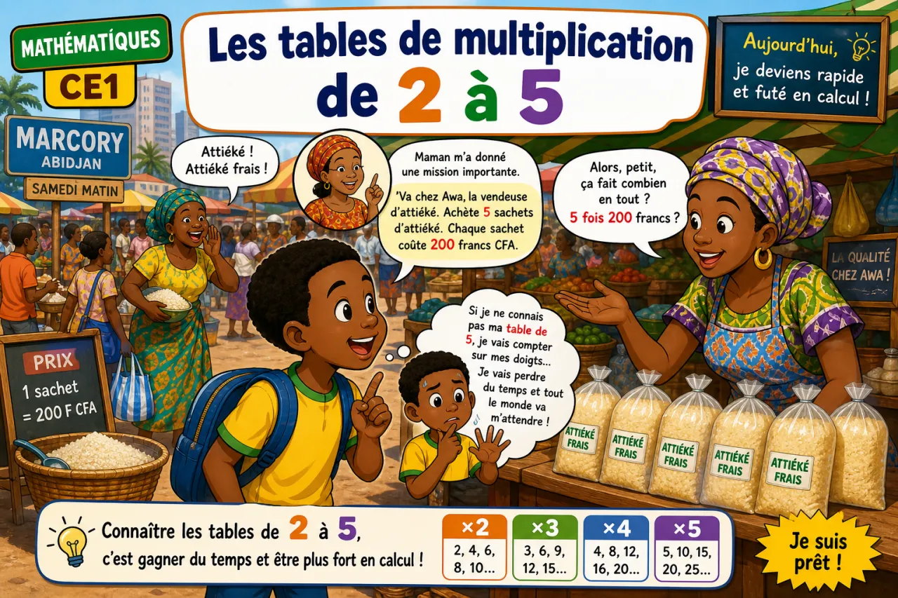 Les tables de multiplication de 2 à 5