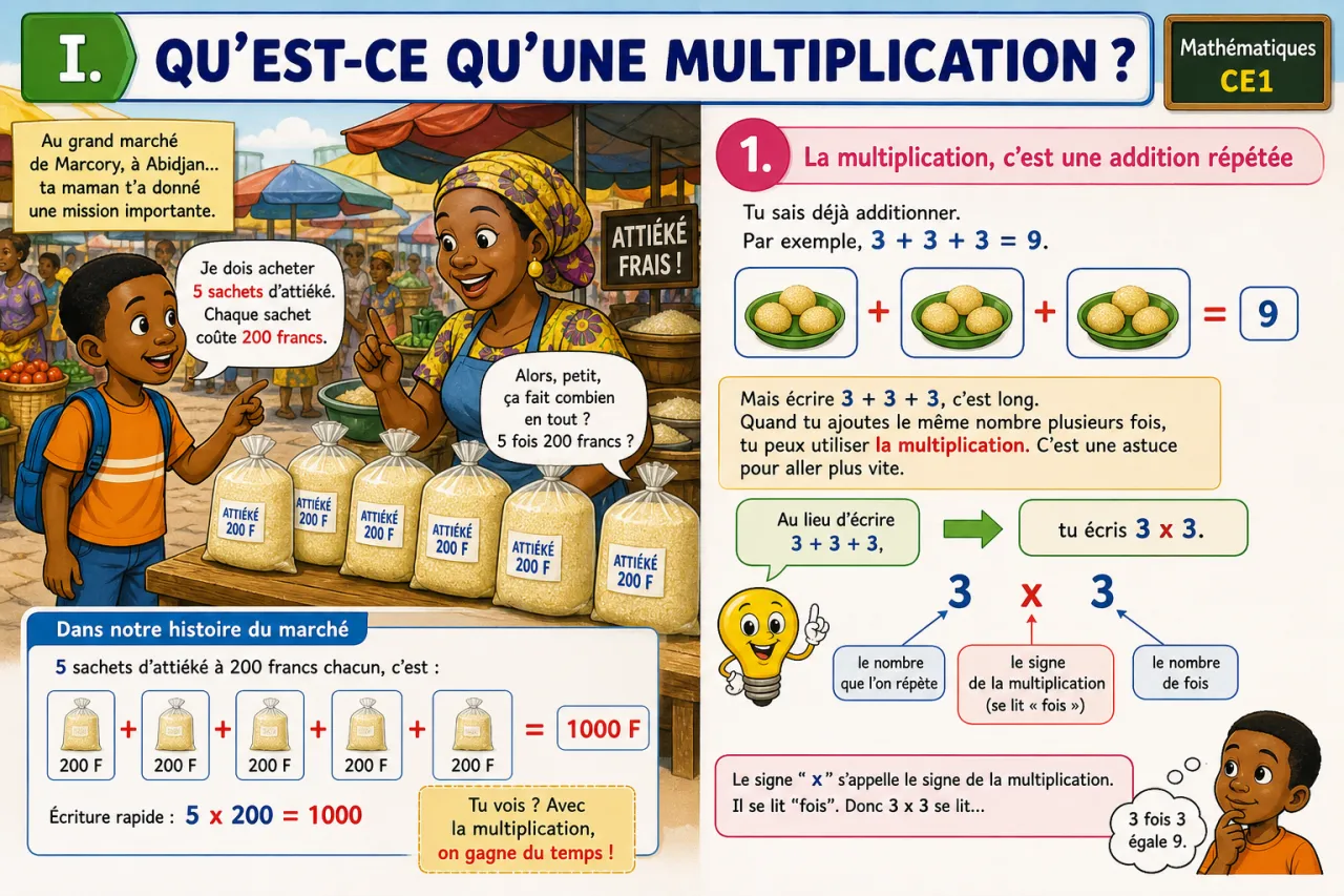 Les tables de multiplication de 2 à 5 — illustration