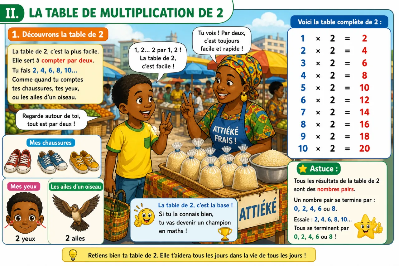 Les tables de multiplication de 2 à 5 — illustration
