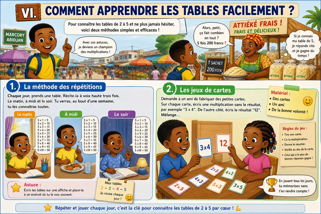 Les tables de multiplication de 2 à 5 — illustration