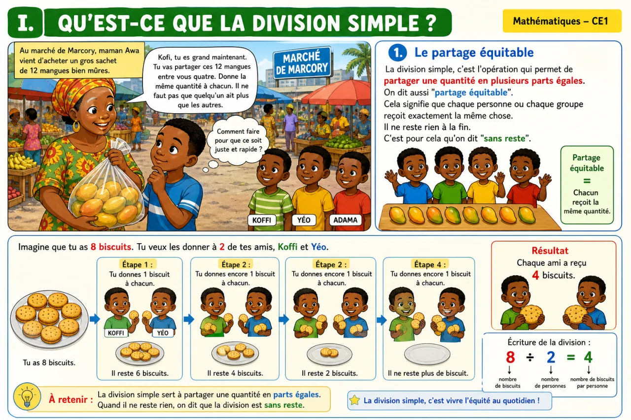 La division simple (sans reste) — illustration