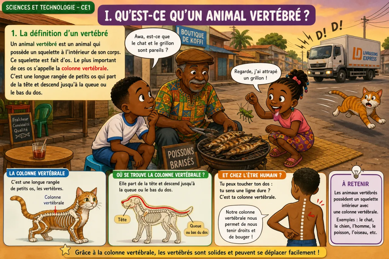 Classer les animaux (vertébrés / invertébrés) — illustration
