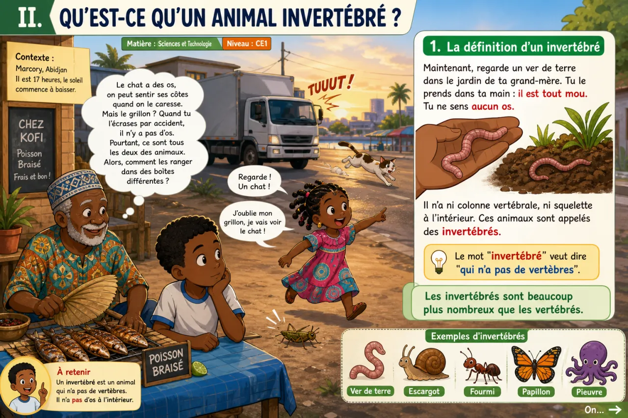 Classer les animaux (vertébrés / invertébrés) — illustration