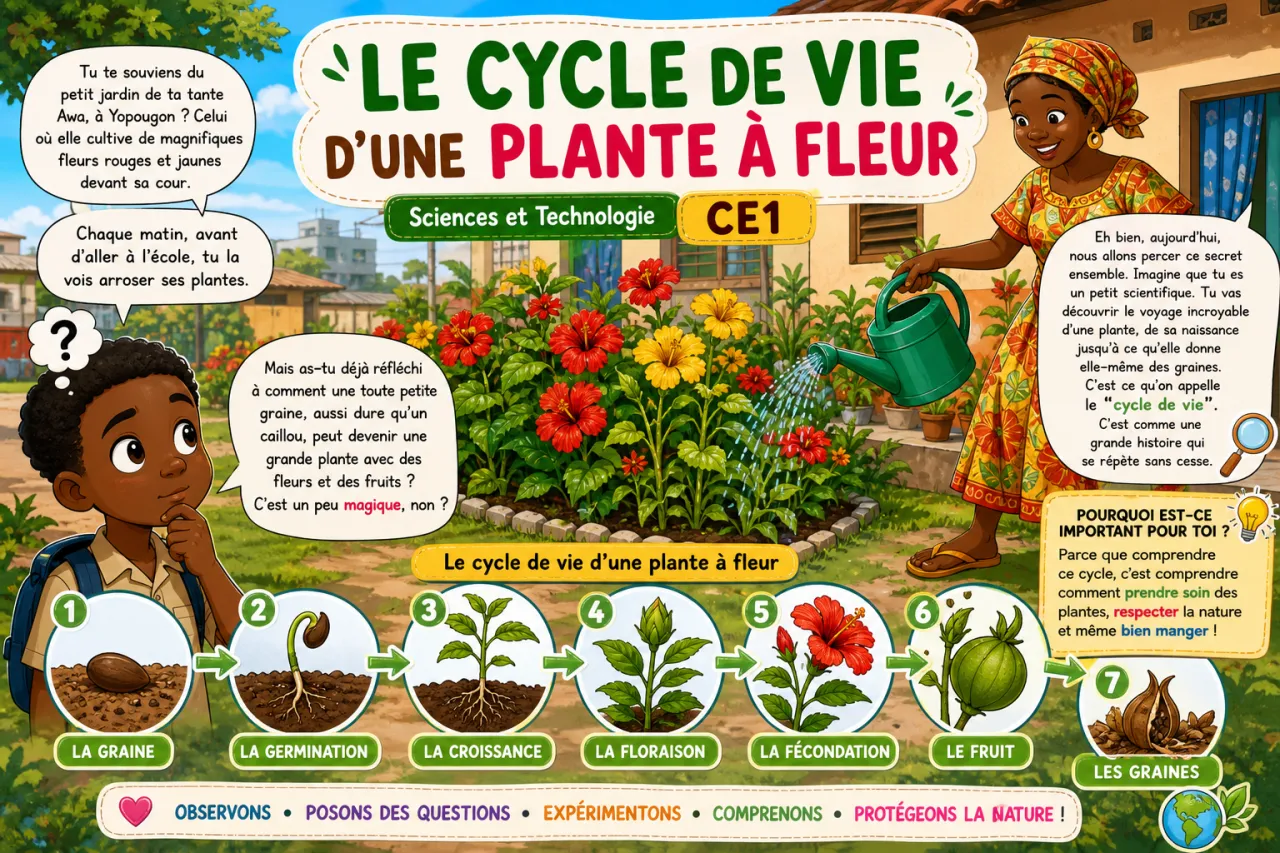 Le cycle de vie d'une plante à fleur