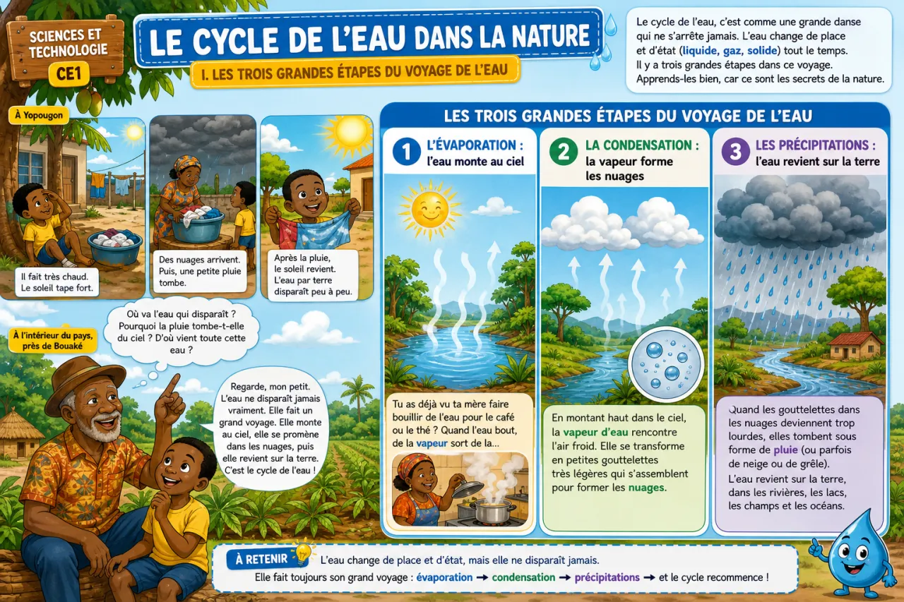 Le cycle de l'eau dans la nature — illustration