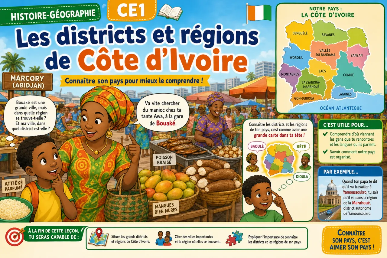 Les districts et régions de Côte d'Ivoire