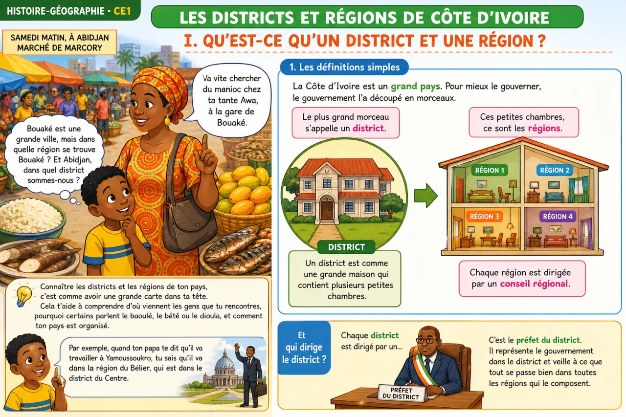 Les districts et régions de Côte d'Ivoire — illustration