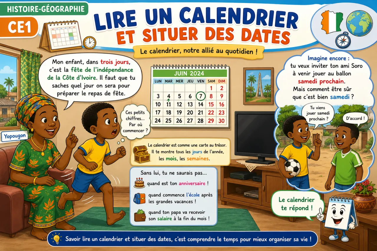 Lire un calendrier et situer des dates
