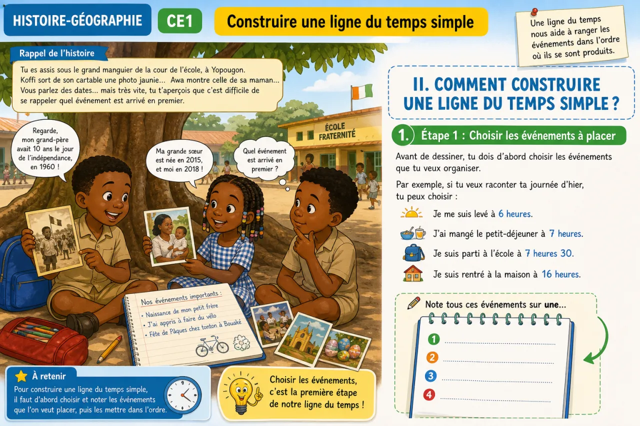 Construire une ligne du temps simple — illustration