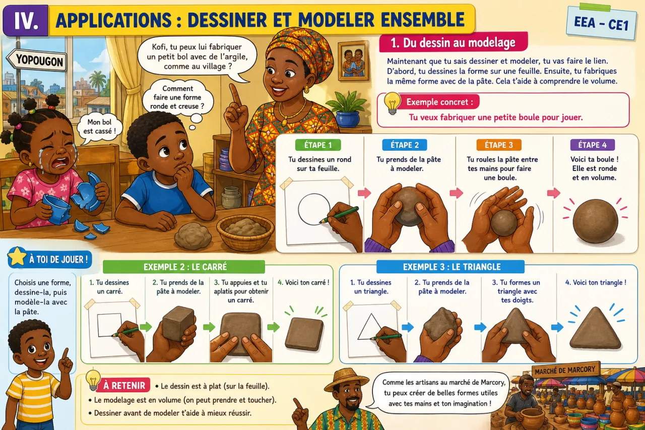 Dessiner et modeler des formes simples — illustration
