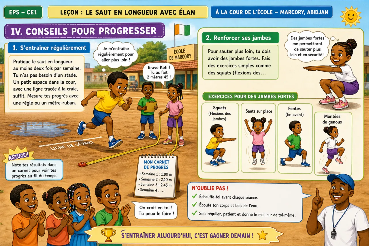 Le saut en longueur avec élan — illustration