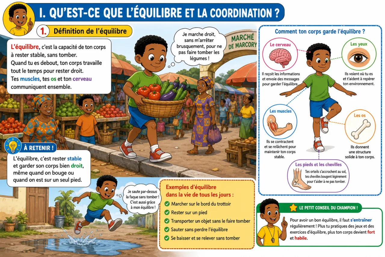 Les exercices d'équilibre et de coordination — illustration