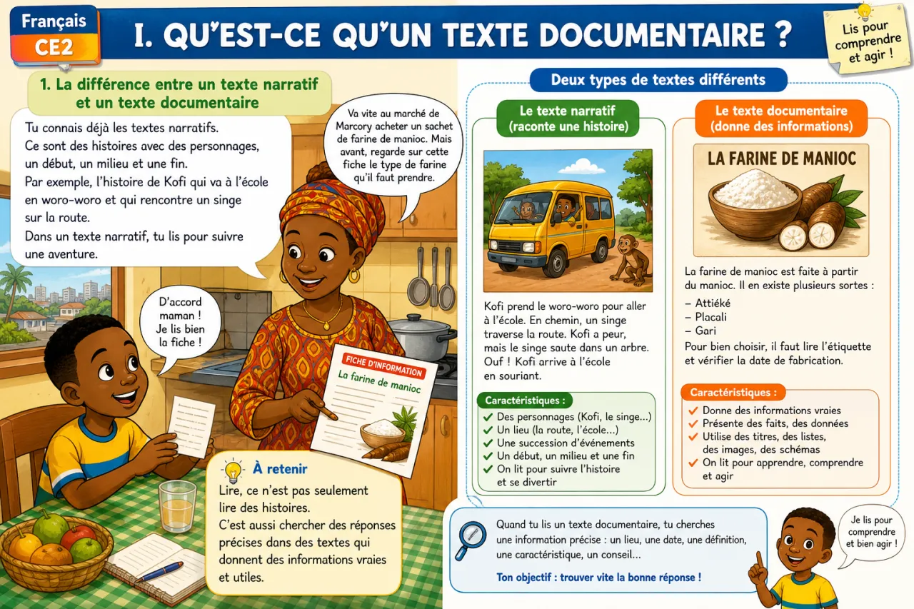 Lire un texte documentaire : extraire des informations — illustration