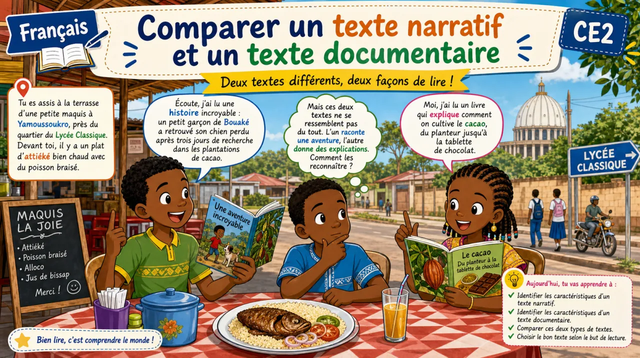 Comparer un texte narratif et un texte documentaire