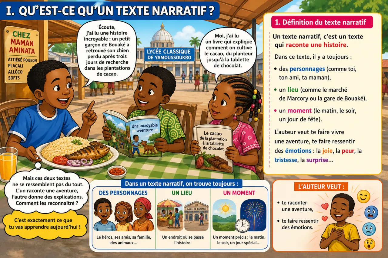 Comparer un texte narratif et un texte documentaire — illustration