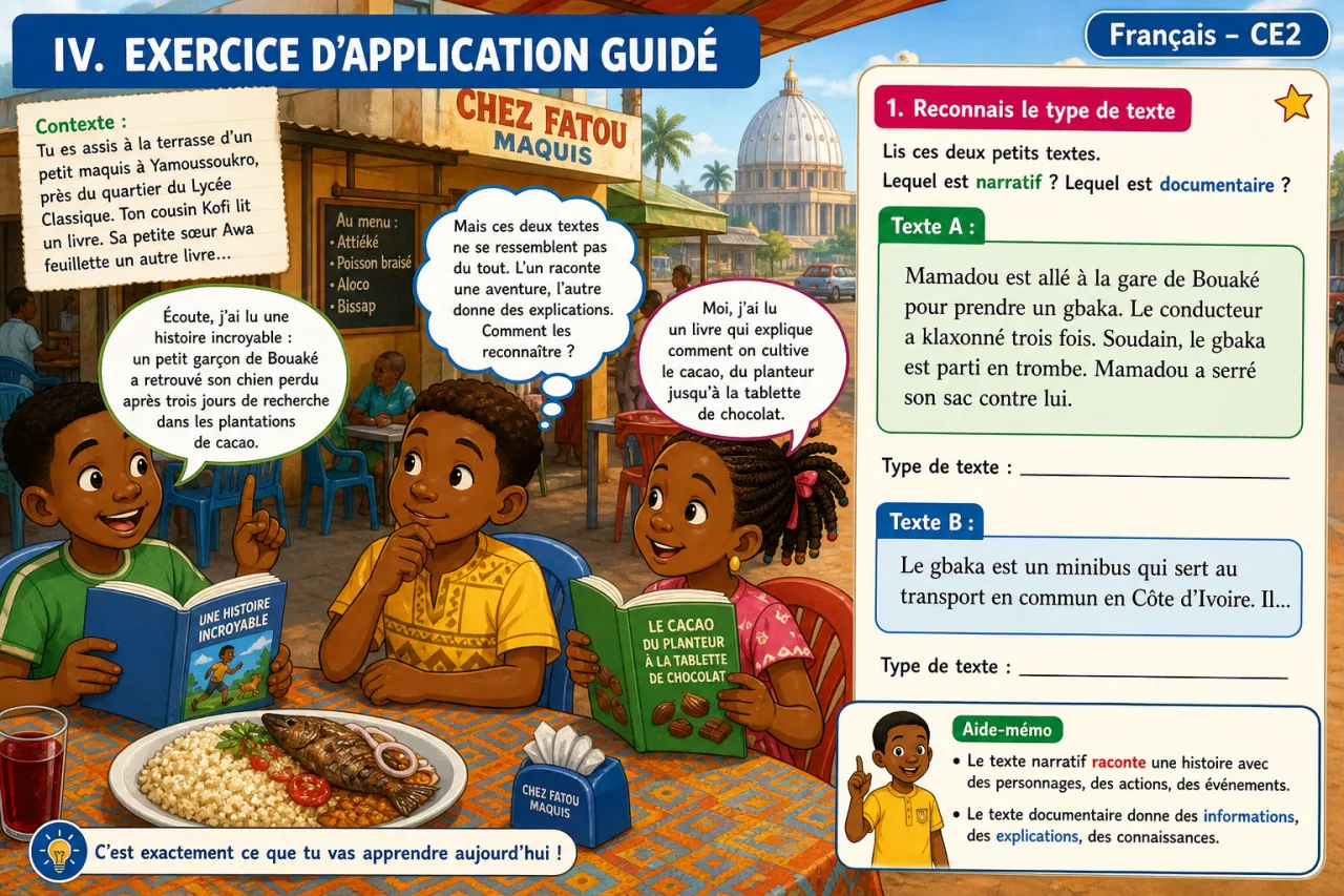 Comparer un texte narratif et un texte documentaire — illustration