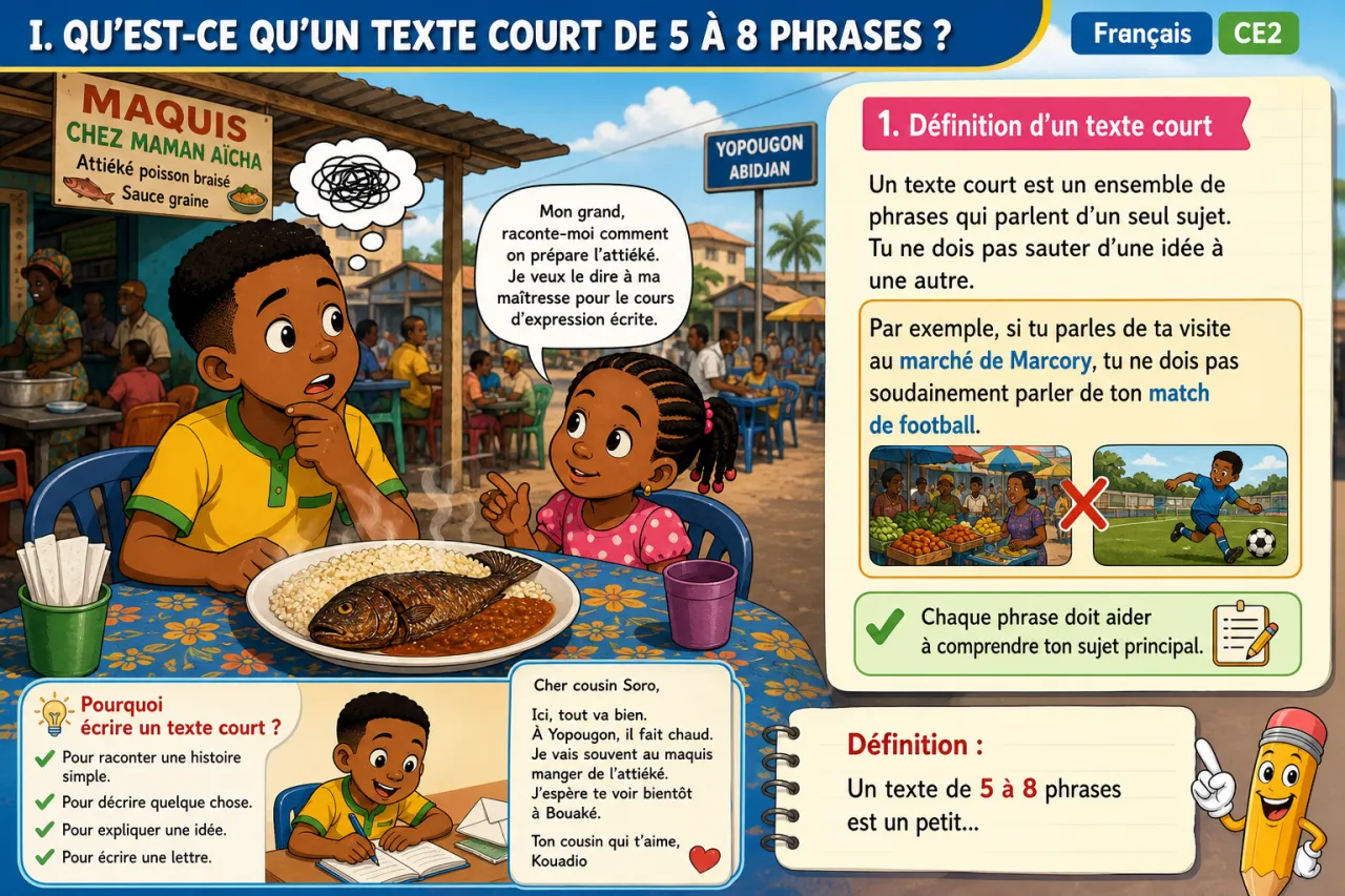 Écrire un texte de 5 à 8 phrases — illustration