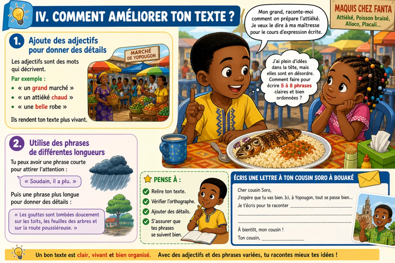Écrire un texte de 5 à 8 phrases — illustration