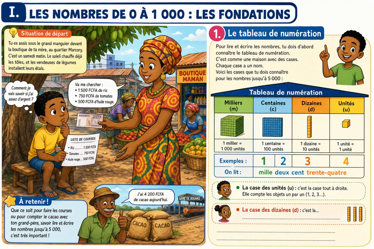 Lire et écrire les nombres jusqu'à 5 000 — illustration