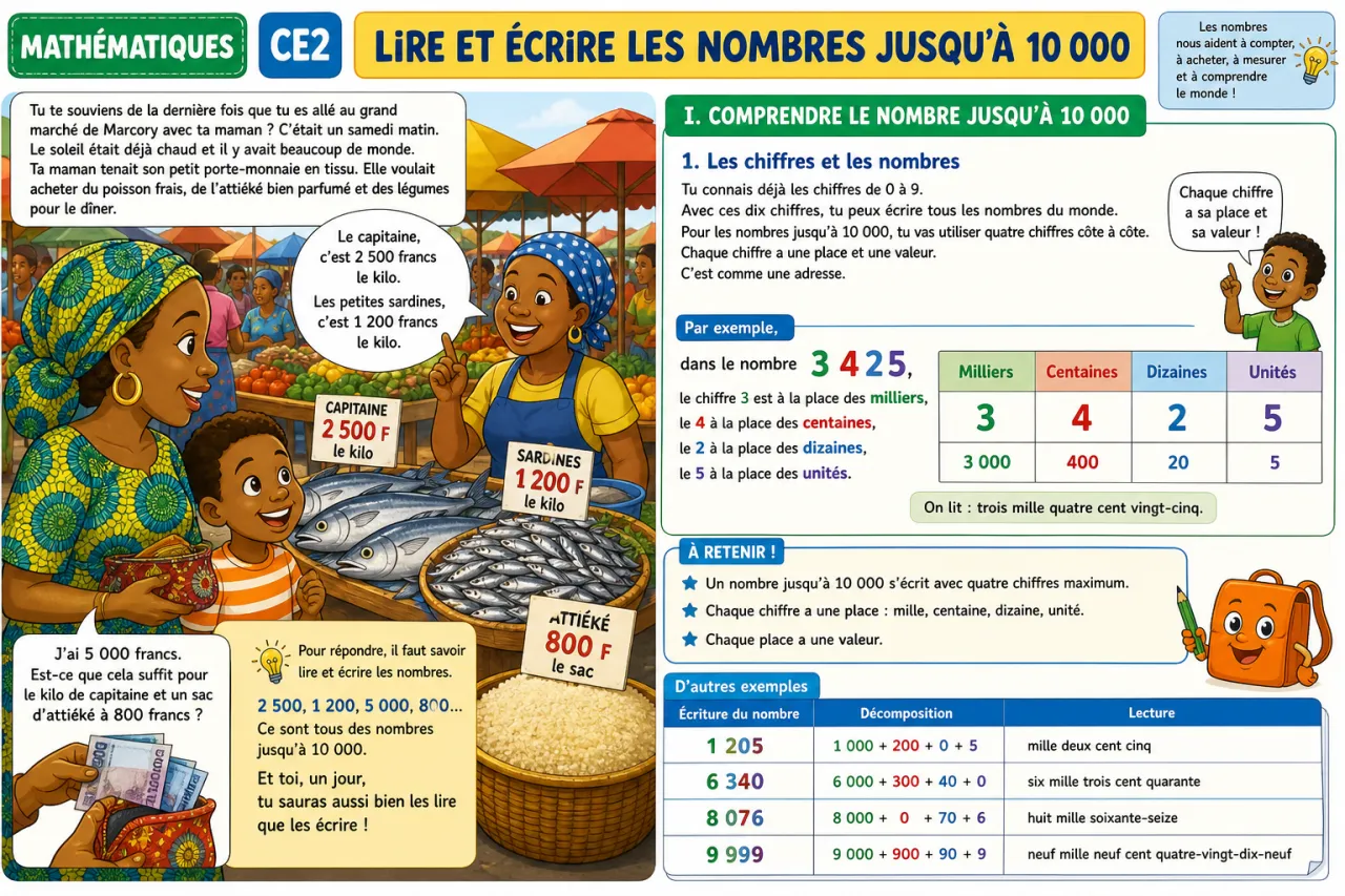 Lire et écrire les nombres jusqu'à 10 000 — illustration