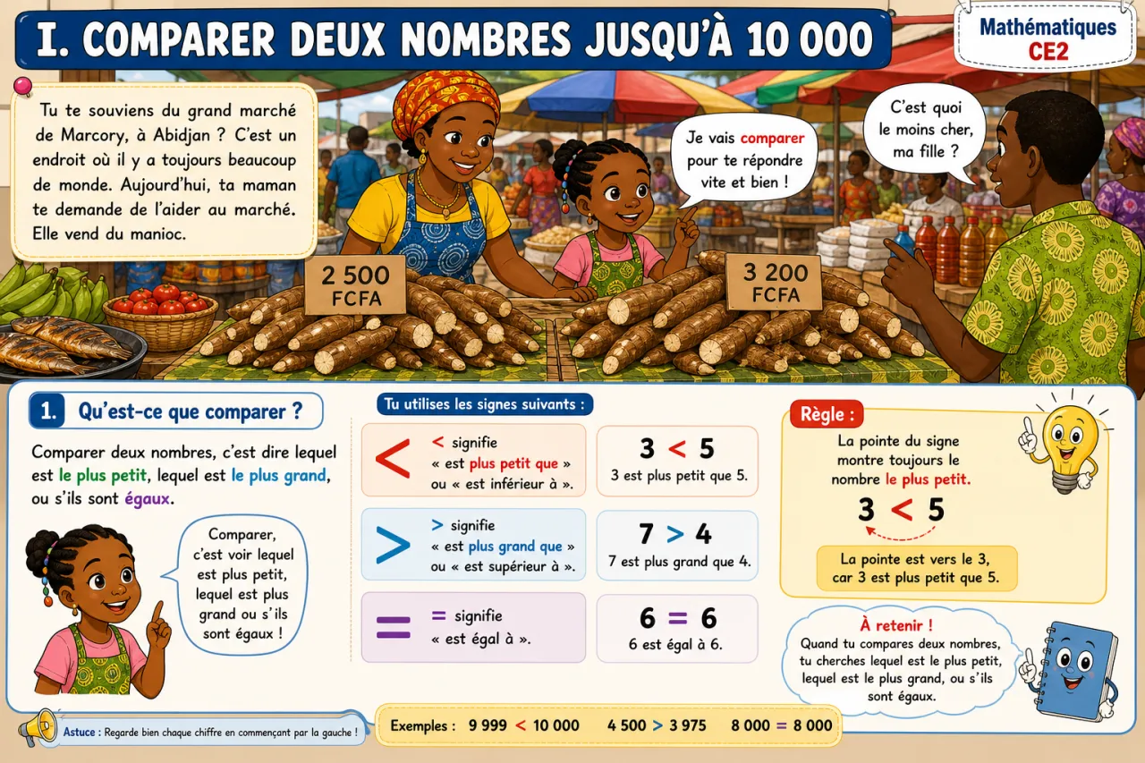 Comparer, ordonner et situer sur une droite numérique — illustration