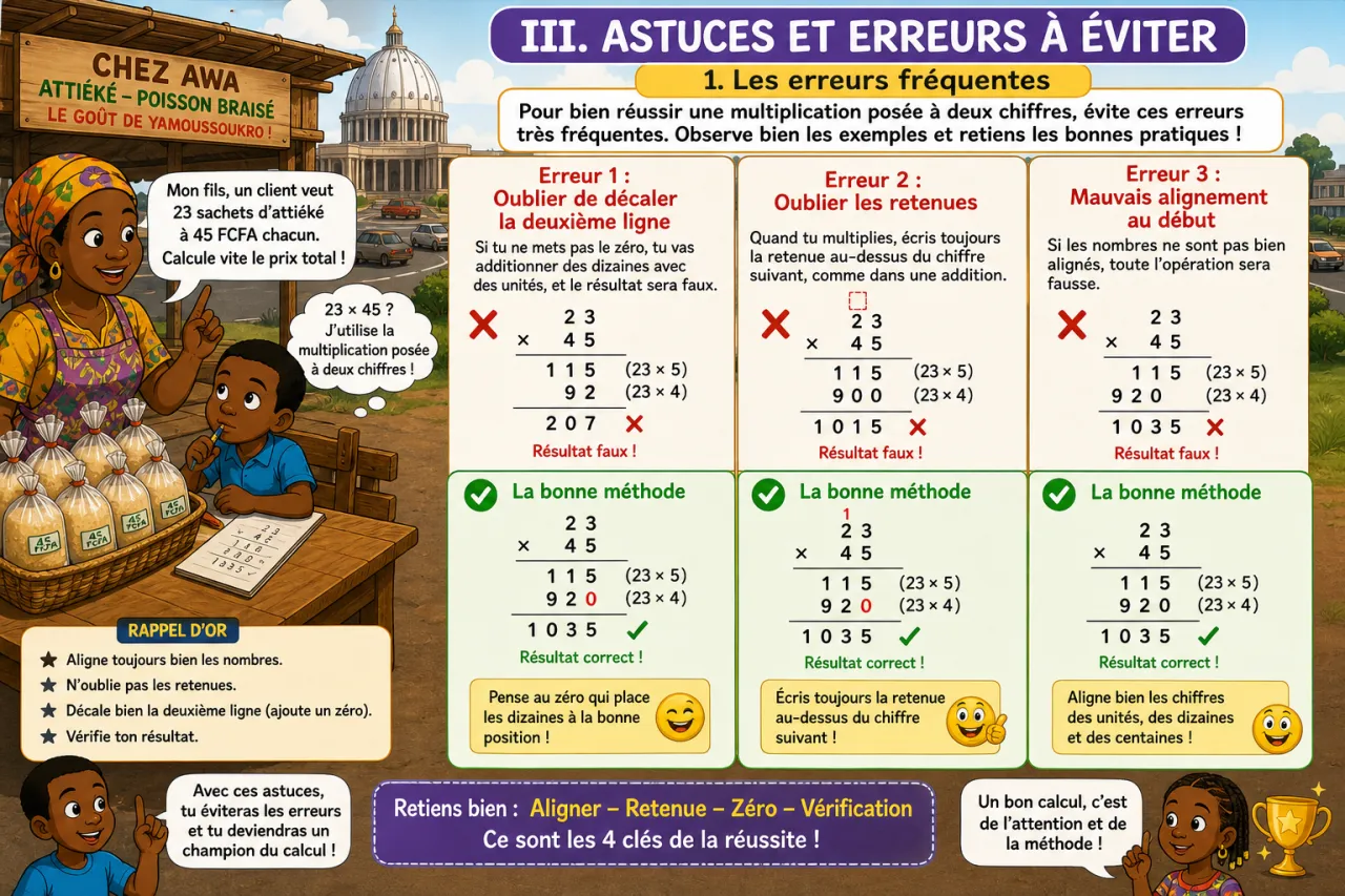 La multiplication posée à 2 chiffres — illustration