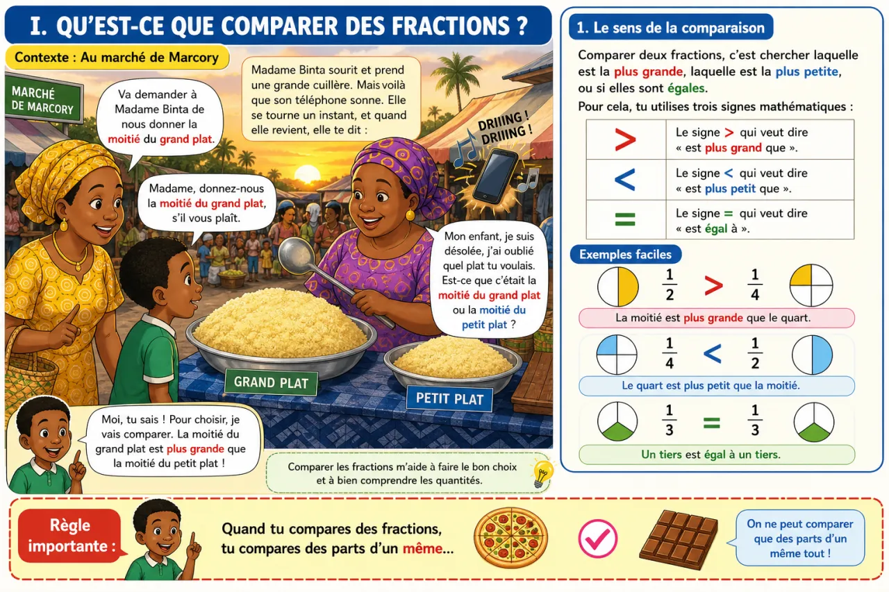 Comparer des fractions simples — illustration