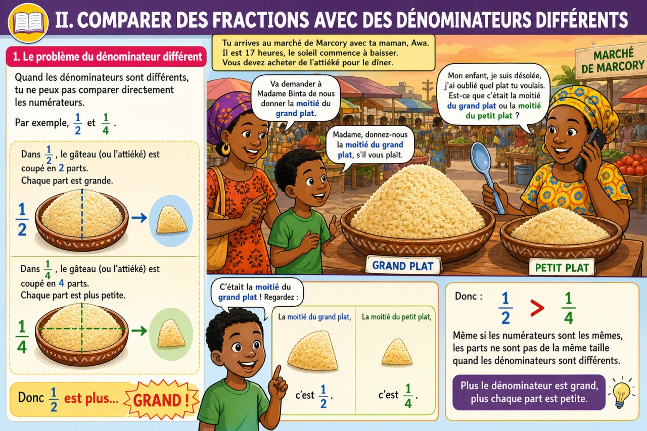 Comparer des fractions simples — illustration