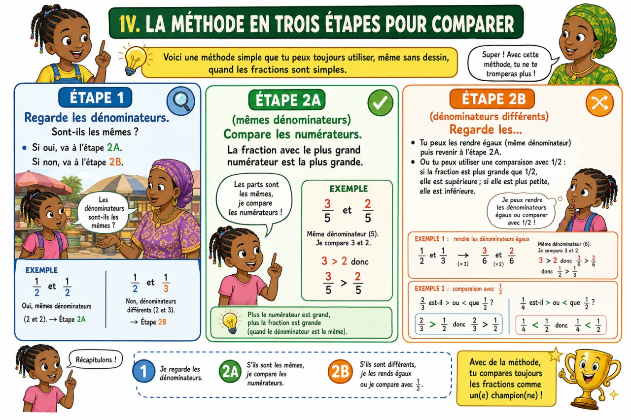 Comparer des fractions simples — illustration