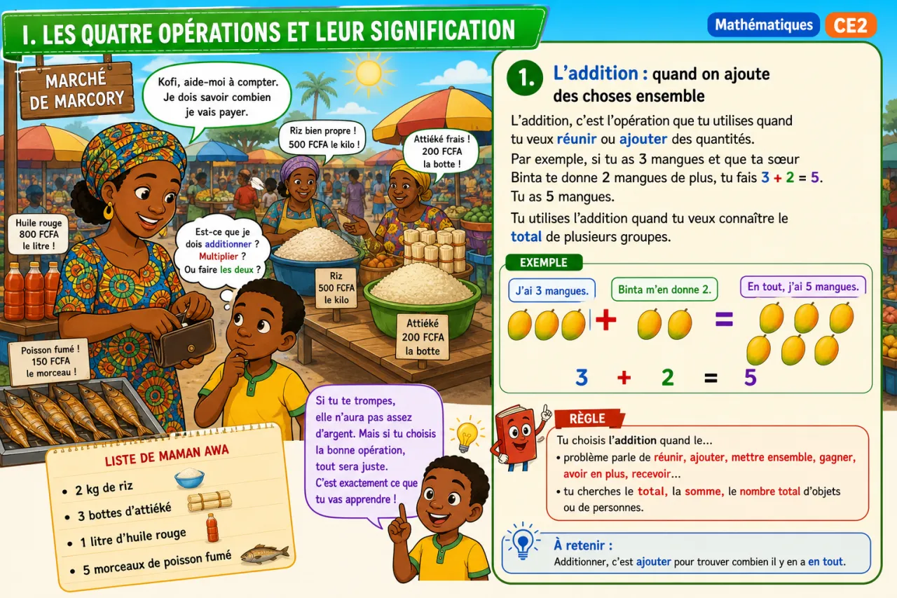 Choisir la bonne opération pour résoudre un problème — illustration