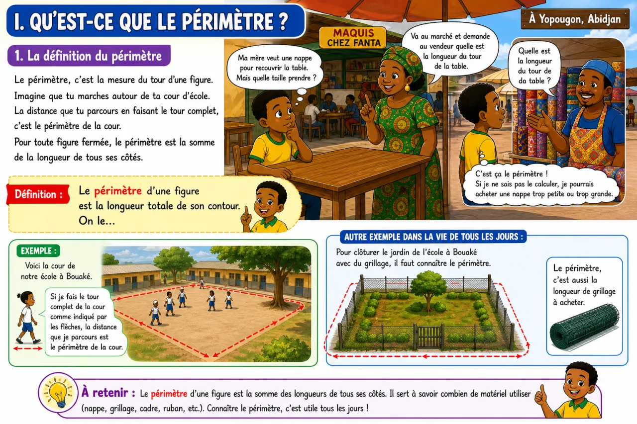 Calculer le périmètre d'une figure simple — illustration