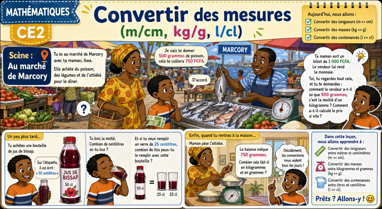 Convertir des mesures (m/cm, kg/g, l/cl)