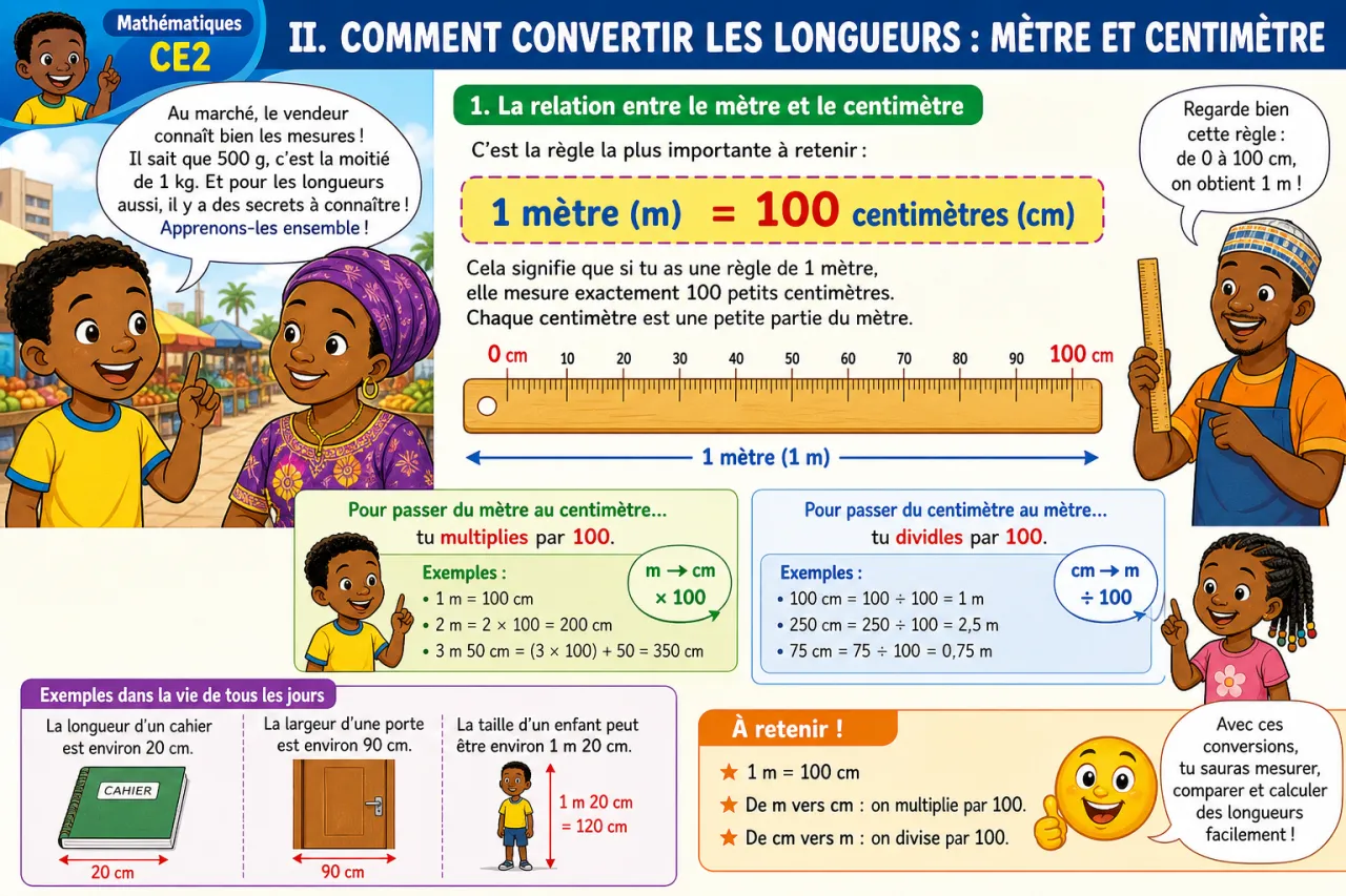 Convertir des mesures (m/cm, kg/g, l/cl) — illustration