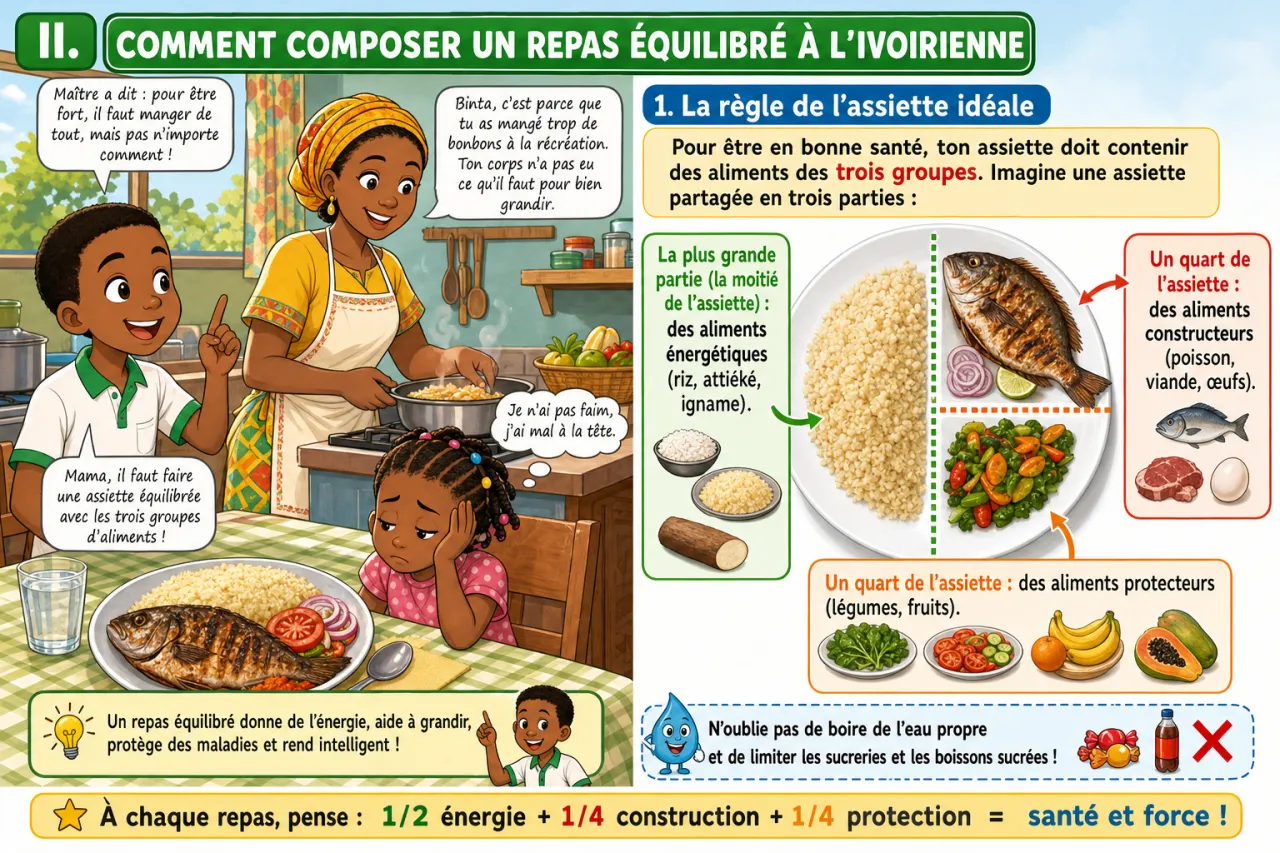 Un repas équilibré à l'ivoirienne — illustration
