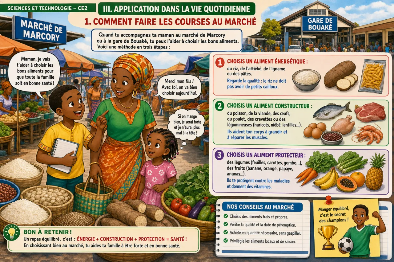 Un repas équilibré à l'ivoirienne — illustration