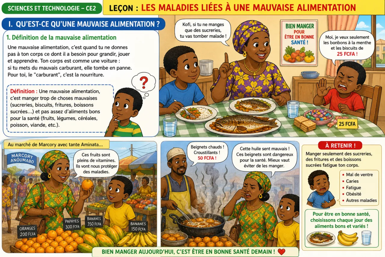 Les maladies liées à une mauvaise alimentation — illustration