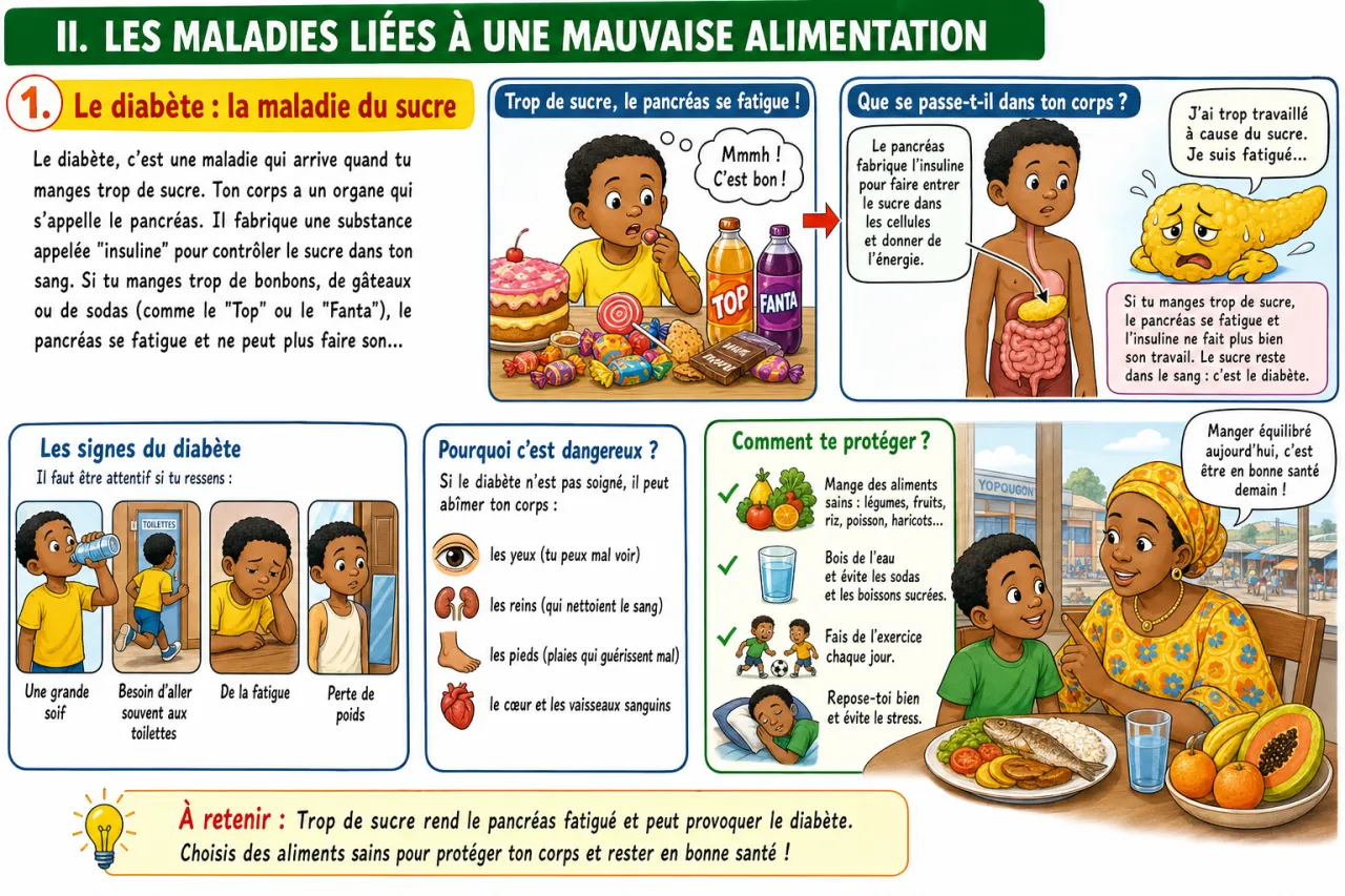 Les maladies liées à une mauvaise alimentation — illustration