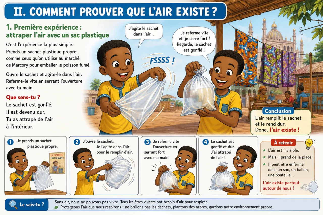 L'air existe : expériences simples — illustration