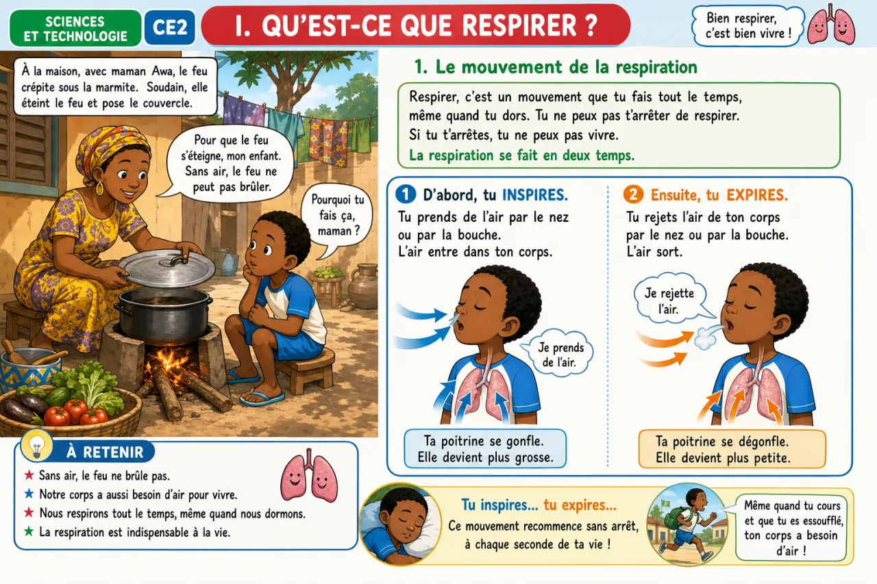 La respiration : comment nous utilisons l'air — illustration